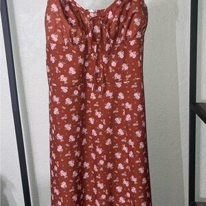 SHEIN Rust Floral Midi Dress